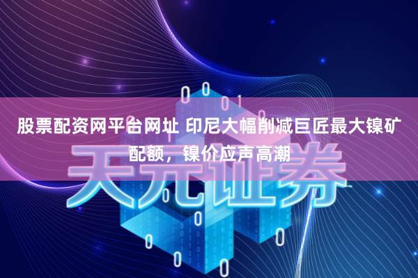 股票配资网平台网址 印尼大幅削减巨匠最大镍矿配额，镍价应声高潮