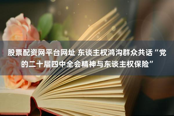 股票配资网平台网址 东谈主权鸿沟群众共话“党的二十届四中全会精神与东谈主权保险”