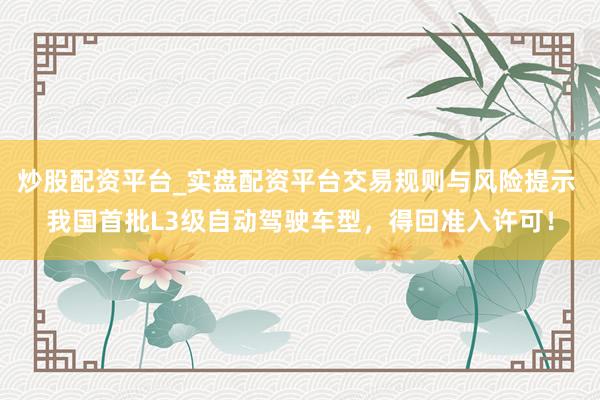 炒股配资平台_实盘配资平台交易规则与风险提示 我国首批L3级自动驾驶车型，得回准入许可！