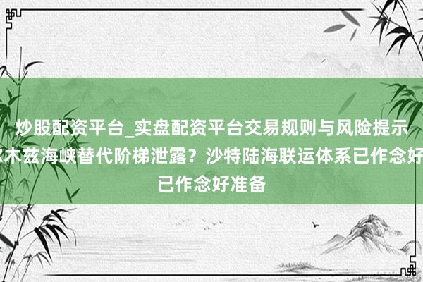 炒股配资平台_实盘配资平台交易规则与风险提示 霍尔木兹海峡替代阶梯泄露？沙特陆海联运体系已作念好准备